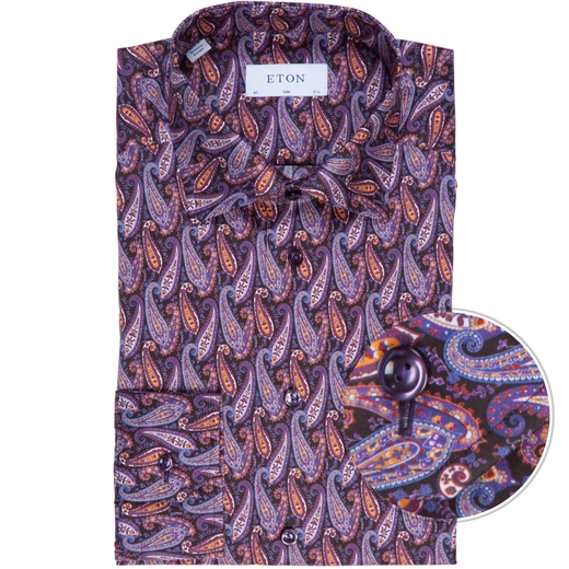 Slim Fit Luxury Cotton Paisley Print Shirt-new online-Fifth Avenue Menswear