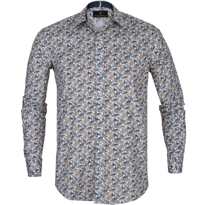 Nigel Abstract Bird Print Stretch Cotton Shirt - Shirts-Casual : Fifth ...