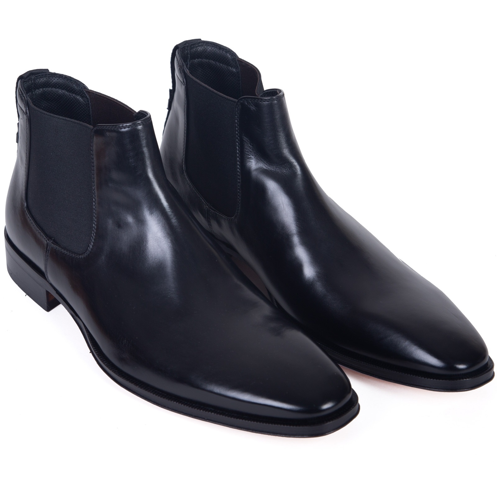 Cesar Black Leather Chelsea Dress Boot - Shoes & Boots-Dress Shoes ...