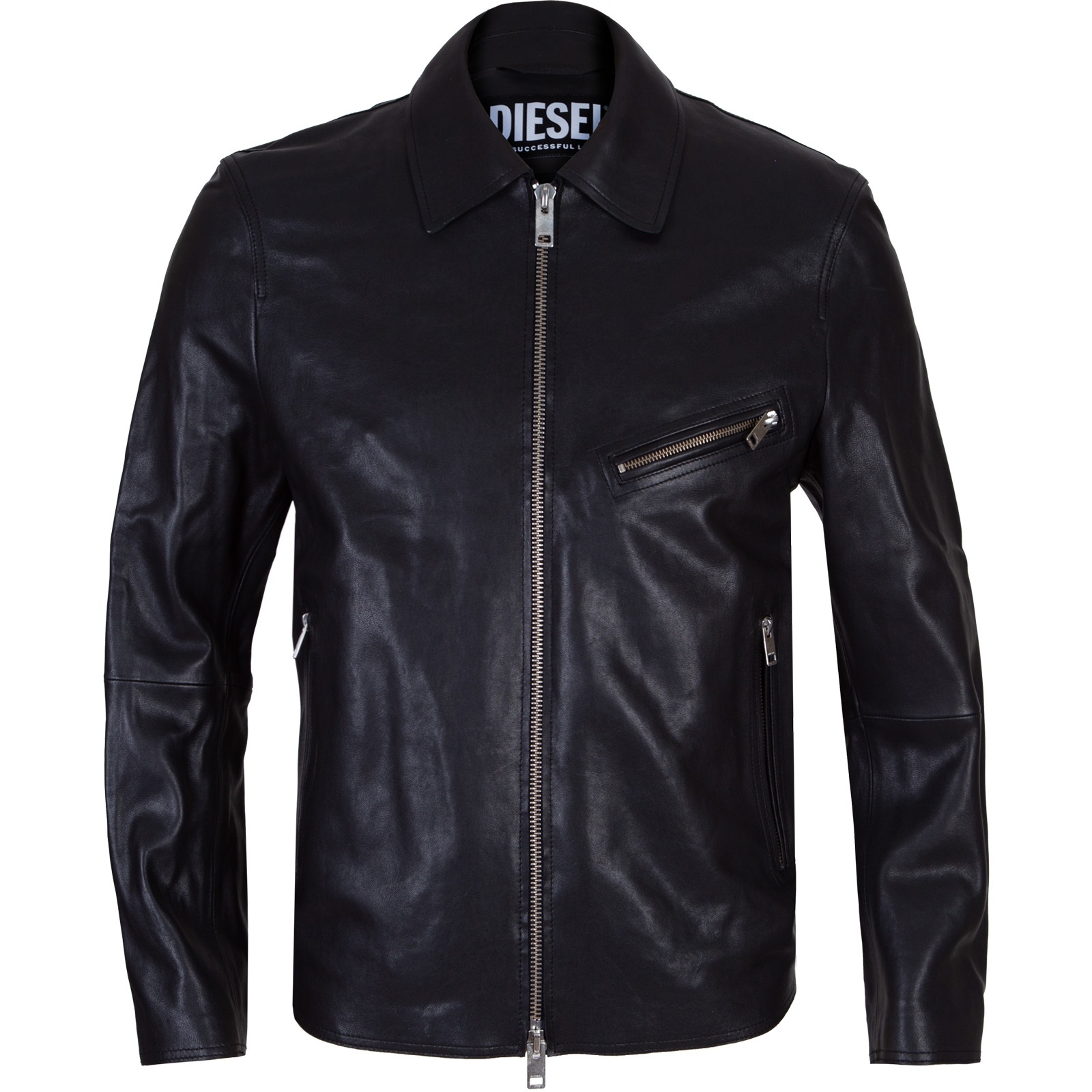 Korn Zip-up Leather Jacket - Jackets-Casual Jackets : Fifth Avenue 