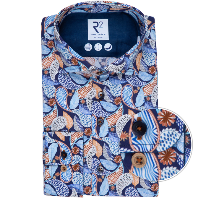 Paisley Leaves Print Stretch Cotton Shirt