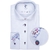 White Luxury Cotton Twill Dress Shirt With Geometric Print Trim