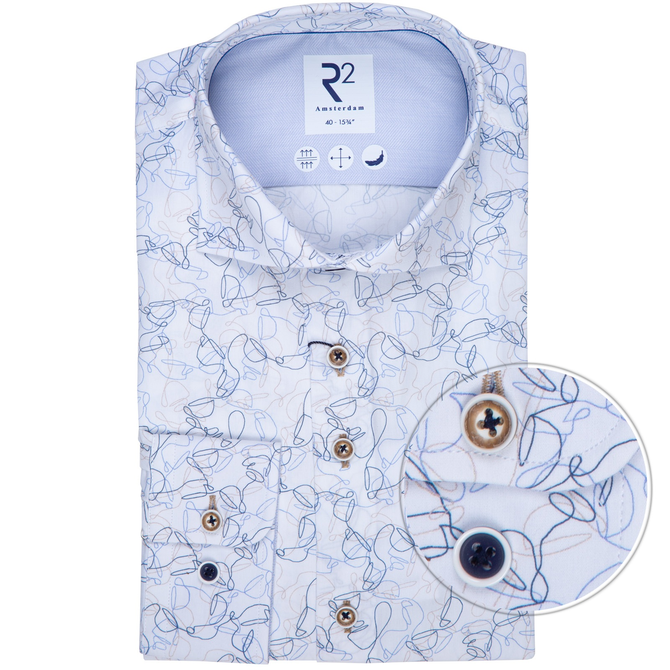 Luxury Cotton Squiggly Lines Print Dress Shirt