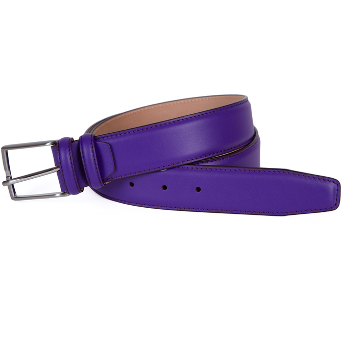 Purple Stitched Edge Bright Leather Belt