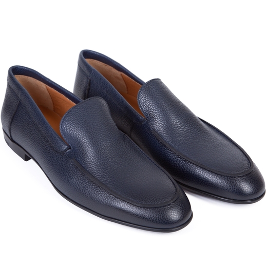 Zuess Navy Leather Slipon Loafer-on sale-Fifth Avenue Menswear