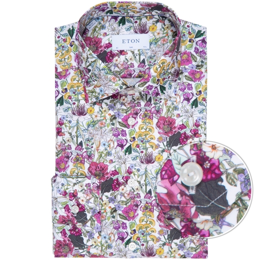 Slim Fit Luxury Cotton Floral Print Dress Shirt-specials-Fifth Avenue Menswear