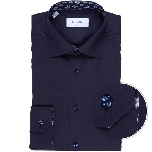 Super Slim Fit Luxury Cotton Twill Dress Shirt With Floral Trim-new online-Fifth Avenue Menswear