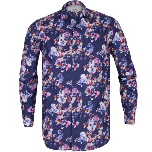 Treviso Blurred Floral Casual Cotton Shirt-on sale-Fifth Avenue Menswear