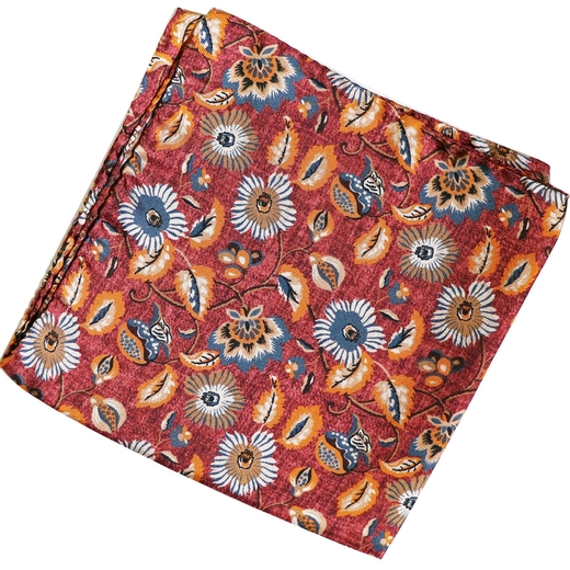 Floral Pattern Silk Pocket Square-accessories-Fifth Avenue Menswear