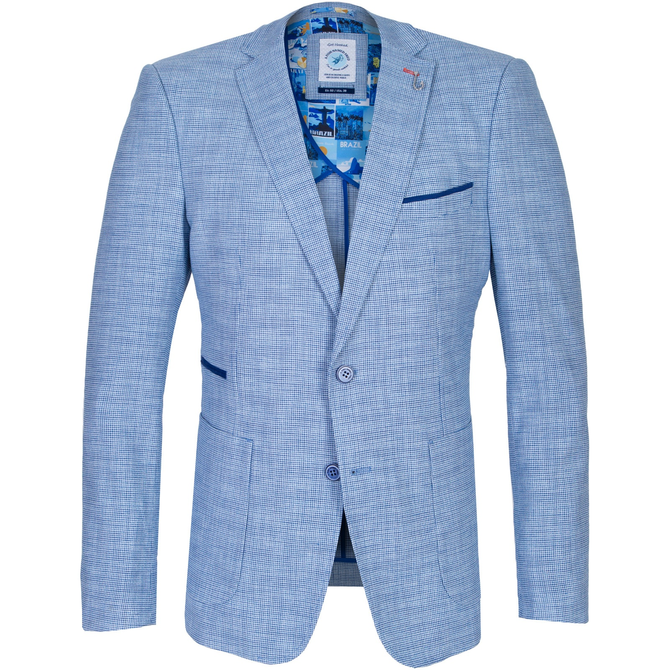 Blue Micro Houndstooth Check Blazer