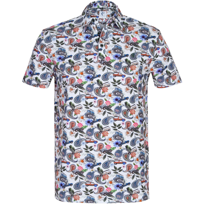 Paisley & Jeeps Print Cotton Pique Polo