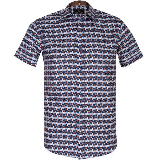 Brody Retro Geometric Print Short Sleeve Shirt-on sale-Fifth Avenue Menswear