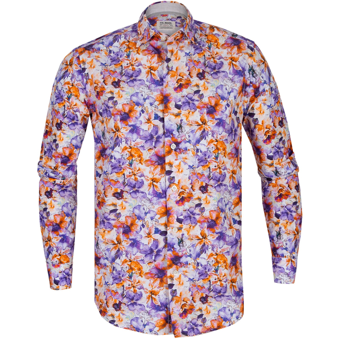 Treviso Abstract Floral Print Casual Cotton Shirt