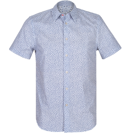 Tailored Fit Small Flowers Print Short Sleeve Shirt-on sale-Fifth Avenue Menswear