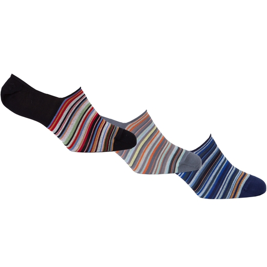 3 Pack Signature Stripe No Show Loafer Socks-new online-Fifth Avenue Menswear