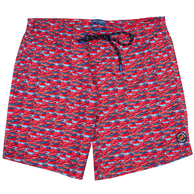 Red Fish Print Swim Shorts