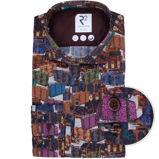 Luxury Stretch Cotton Suitcase Print Dress Shirt-new online-Fifth Avenue Menswear
