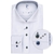 Luxury White Cotton Twill Dress Shirt With Geometric Print Trim