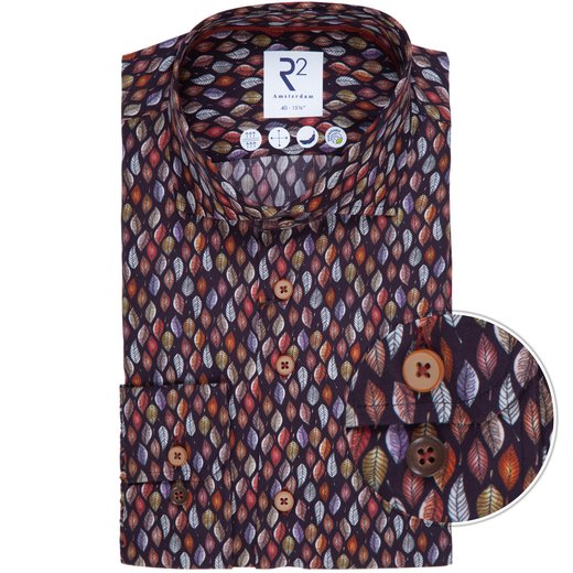 Luxury Cotton Leaves Print Dress Shirt-new online-Fifth Avenue Menswear