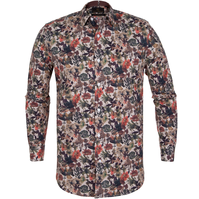Blake Abstract Floral Print Stretch Cotton Shirt