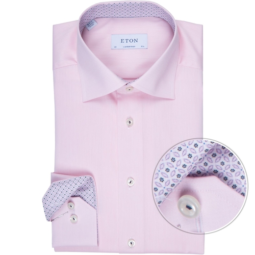 Contemporary Fit Luxury Cotton Twill Dress Shirt With Geometric Print Trim-new online-Fifth Avenue Menswear
