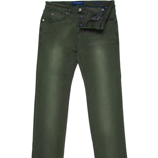 Ralston Olive Green Garment Dyed Stretch Denim Jeans-new online-Fifth Avenue Menswear
