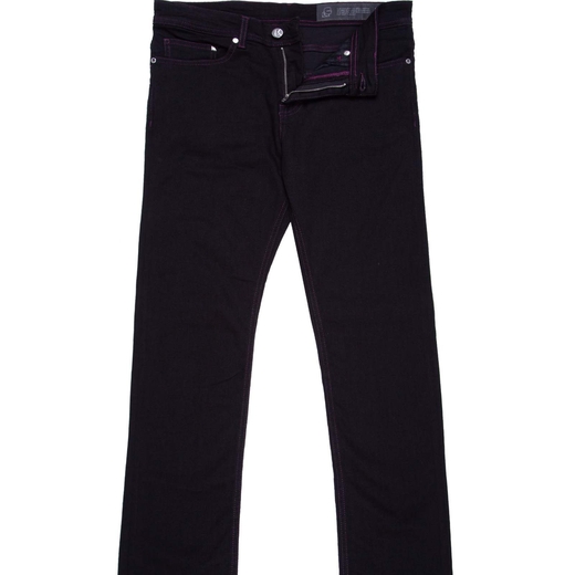 Black Slim Fit Stretch Denim Jeans With Purple Stitching-new online-Fifth Avenue Menswear