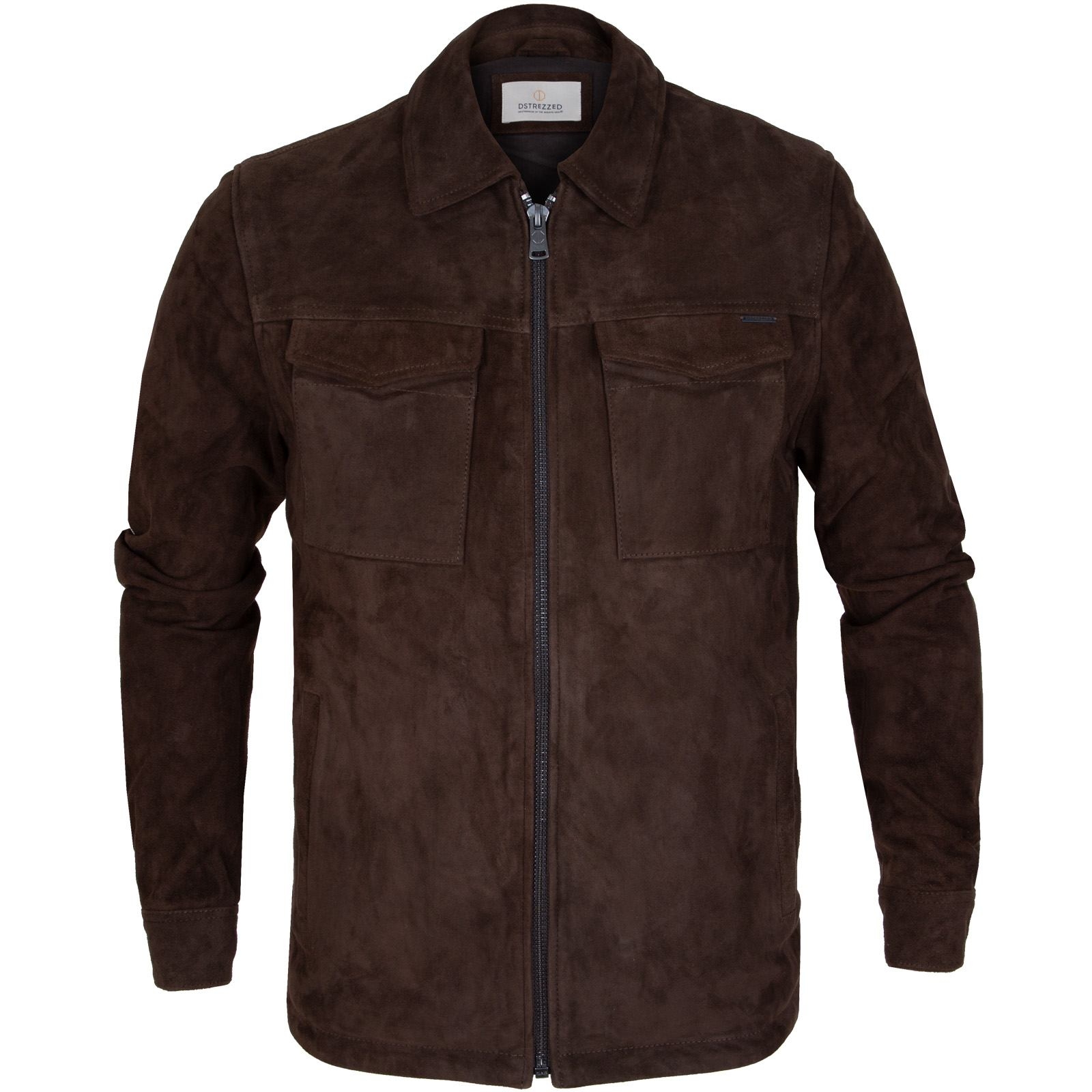 Suede Zip Up Jacket - Chestnut