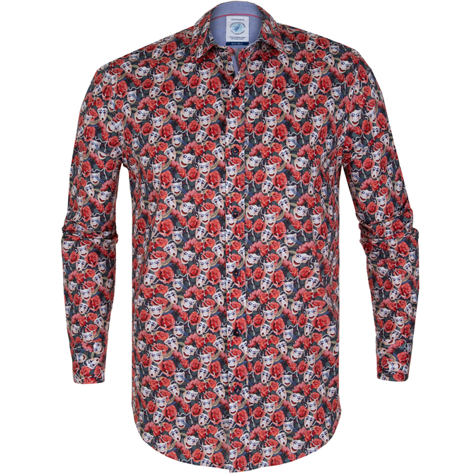 Masks Print Stretch Cotton Shirt