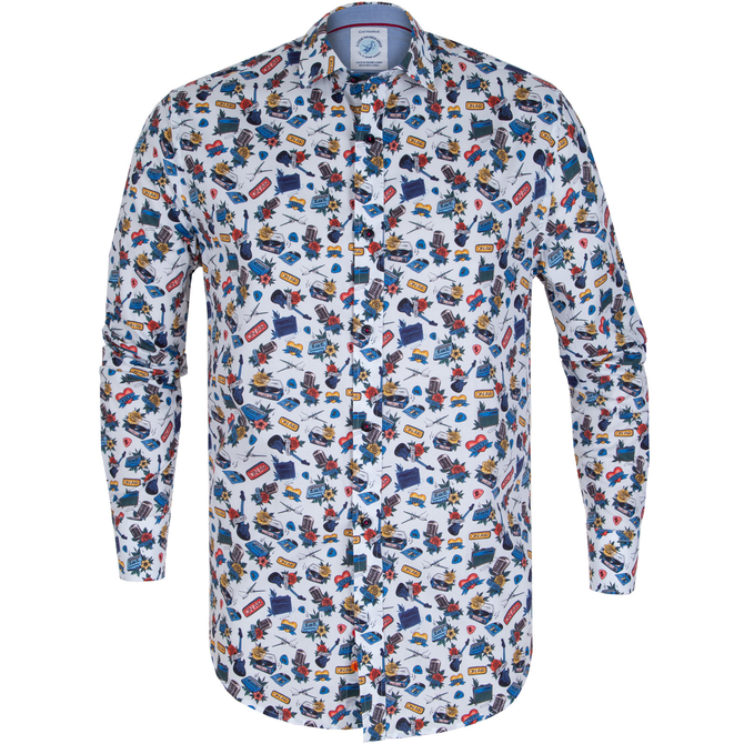 Rock n Roll Print Stretch Cotton Shirt