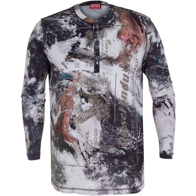 T-Juser-L1 Printed Long Sleeve Henley