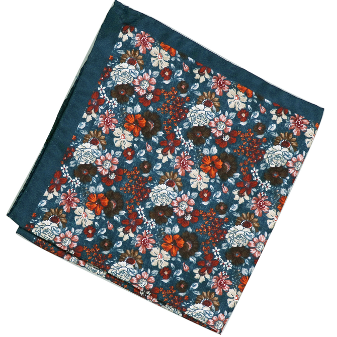 Floral Pattern Silk Pocket Square