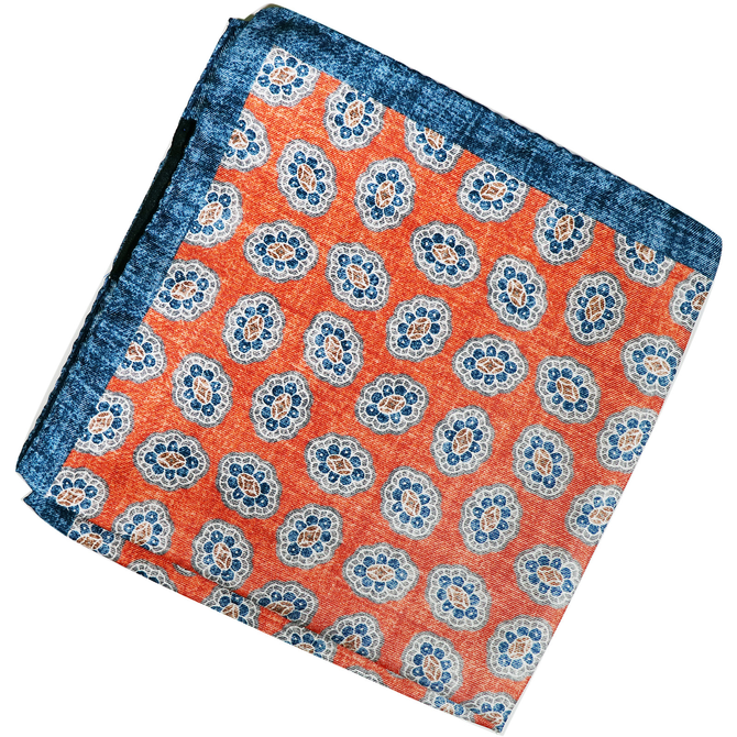 Vintage Geometric Pattern Silk Pocket Square