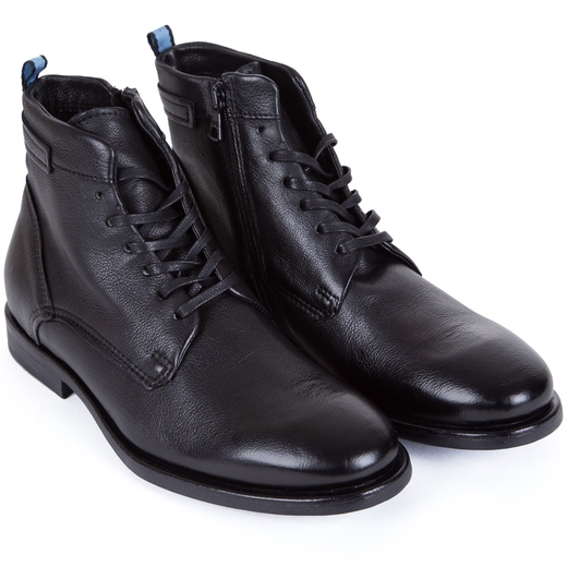 Black Pampero Zip & Lace Italian Leather Boots-new online-Fifth Avenue Menswear