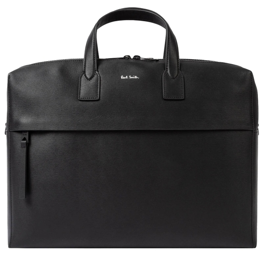 Black Embossed Leather Business Double-Zip Folio-new online-Fifth Avenue Menswear