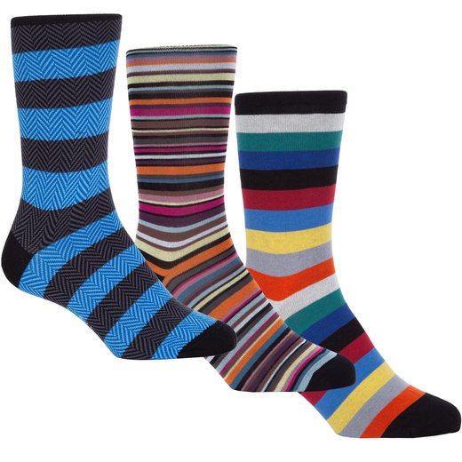 3 Pack Stripes Cotton Socks-new online-Fifth Avenue Menswear