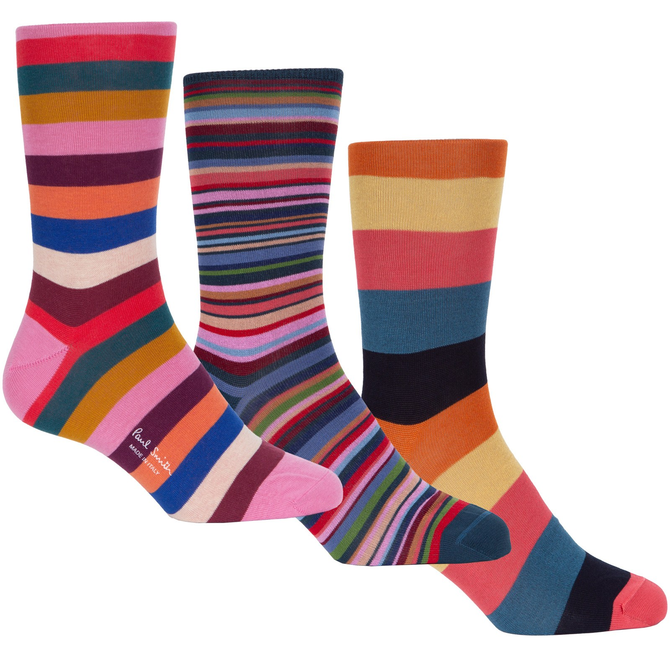 3 Pack Bright Stripes Cotton Socks