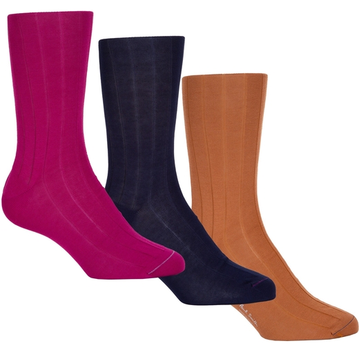 3 Pack Plain Rib Cotton Socks-new online-Fifth Avenue Menswear