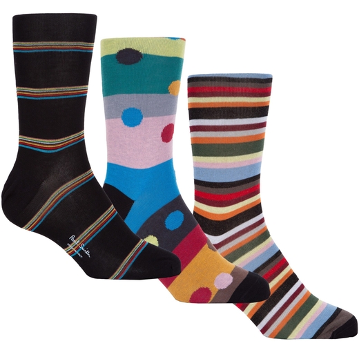 3 Pack Stripes & Spots Cotton Socks-new online-Fifth Avenue Menswear