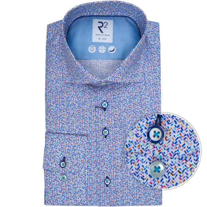 Micro Print Stretch Cotton Dress Shirt