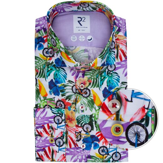 Floral & Bikes Print Stretch Cotton Shirt-new online-Fifth Avenue Menswear