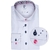 White 2-Ply Cotton Twill Dress Shirt With Abstract Print Trim