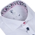 White 2-Ply Cotton Twill Dress Shirt With Abstract Print Trim