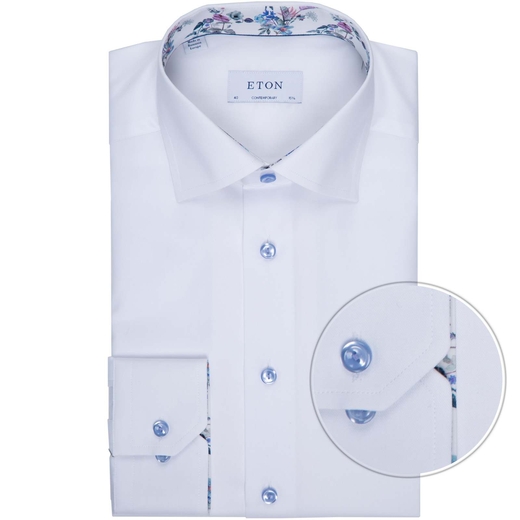 Contemporary Fit Luxury Cotton Twill Dress Shirt With Floral Print Trim-new online-Fifth Avenue Menswear