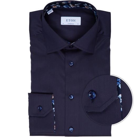 Contemporary Fit Luxury Cotton Twill Dress Shirt With Floral Print Trim-new online-Fifth Avenue Menswear