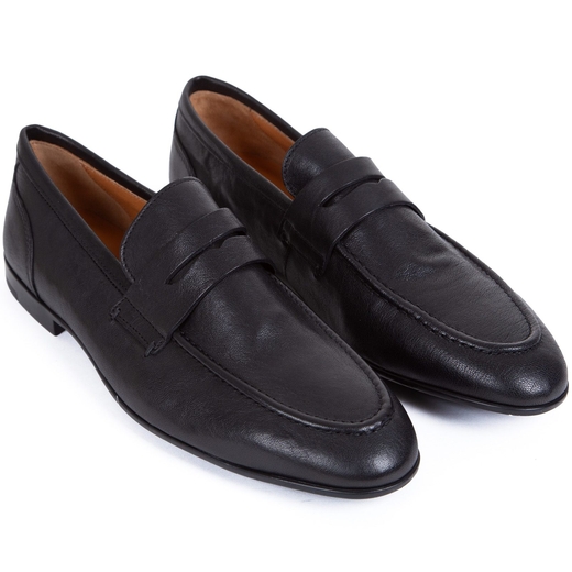 Silas Black Leather Slipon Loafers-on sale-Fifth Avenue Menswear