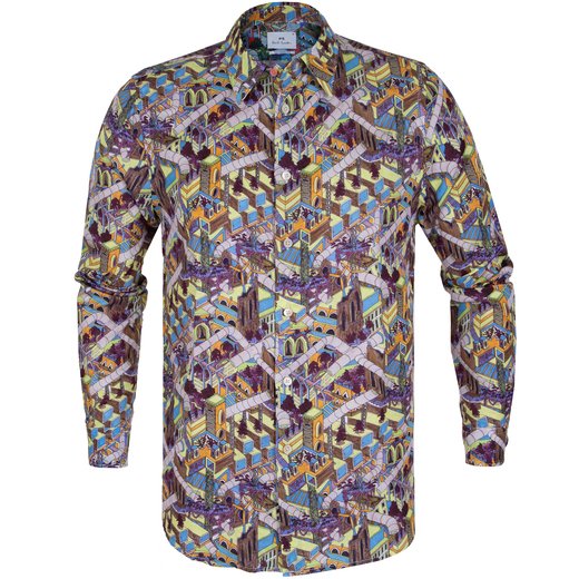 Tailored Fit Maze City Print Shrt-new online-Fifth Avenue Menswear