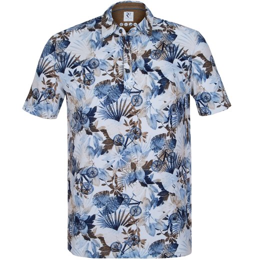 Blue Floral & Bikes Print Polo-new online-Fifth Avenue Menswear