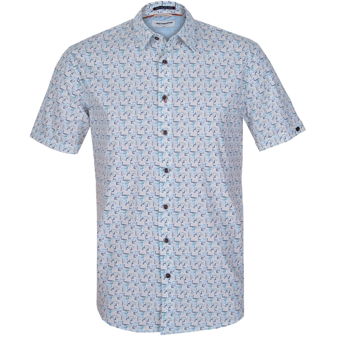 Maze Print Stretch Cotton Short Sleeve Shirt