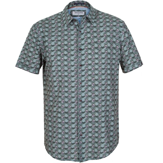 Green Retro Print Short Sleeve Shirt-new online-Fifth Avenue Menswear